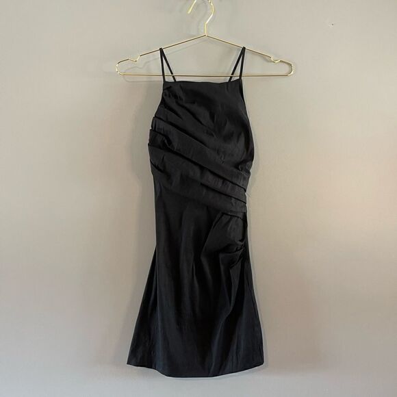 ZARA Linen Blend Strappy Mini Dress || SZ XS || Black - Picture 4 of 15